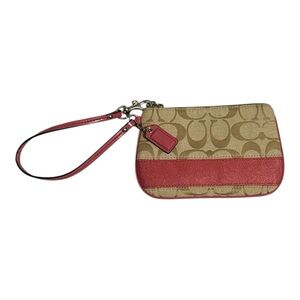 Coach Beige and Coral Wristlet